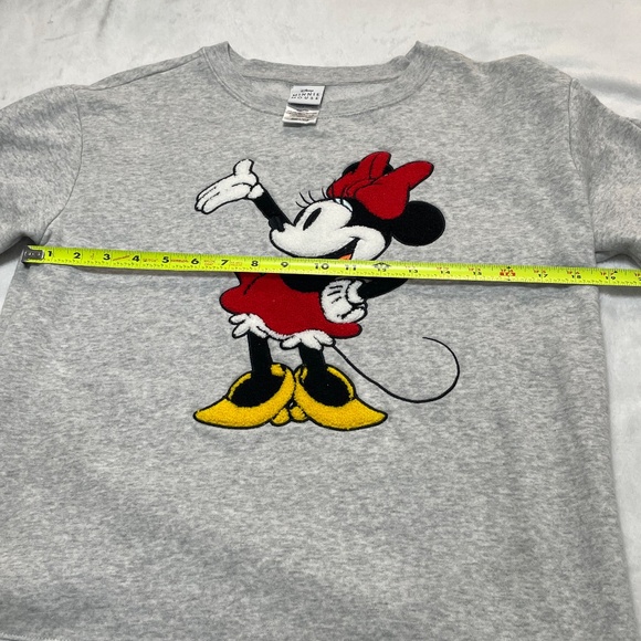 Disney Minnie Mouse Heather Gray Pullover Sweatshirt 3-D Women's Medium - Picture 7 of 12